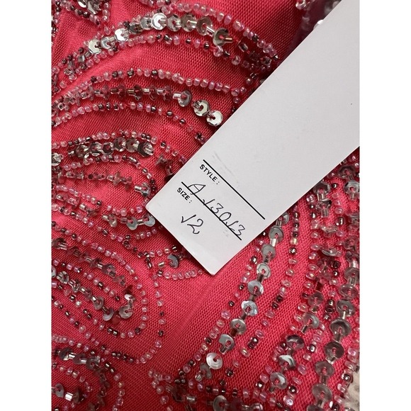 Scala #A13013  Polyester Bodice Hot Pink Beaded Sequin Dress Sz 12 (Strap‎ Flaw) - Picture 4 of 6